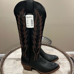 Macie Bean Black and Brown Heeled Cowgirl Boots
